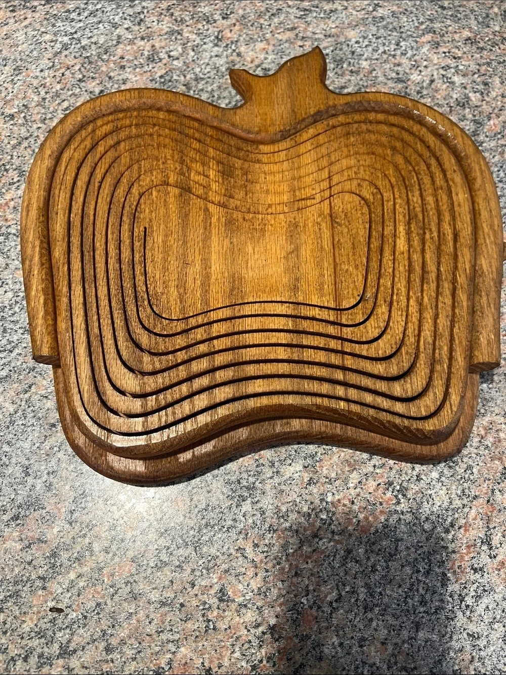 Handcrafted Wooden Apple Basket - Brown